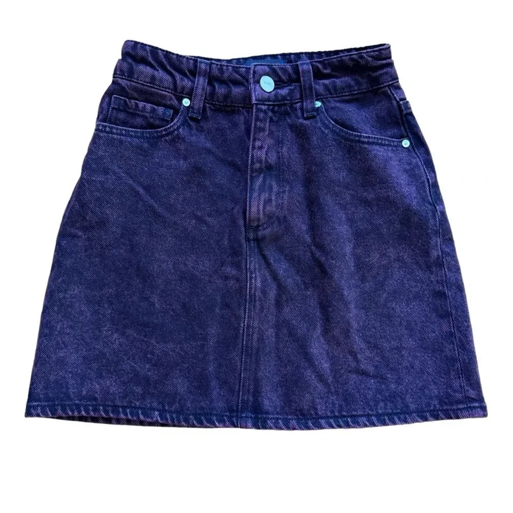 Y2K Paige Ruby Acid Aideen Skirt Mini Short Denim Jean Dark Grunge Retro 23